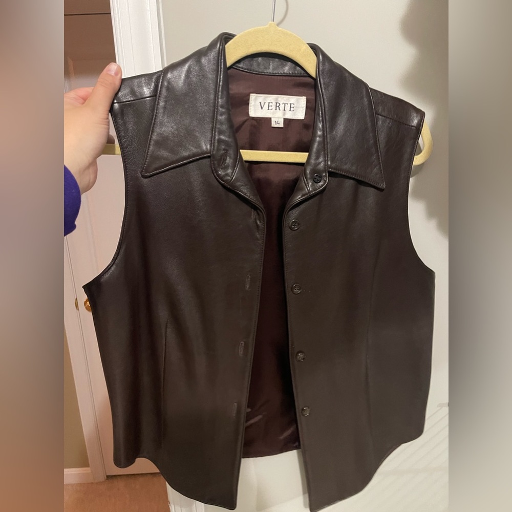 Brown leather vest